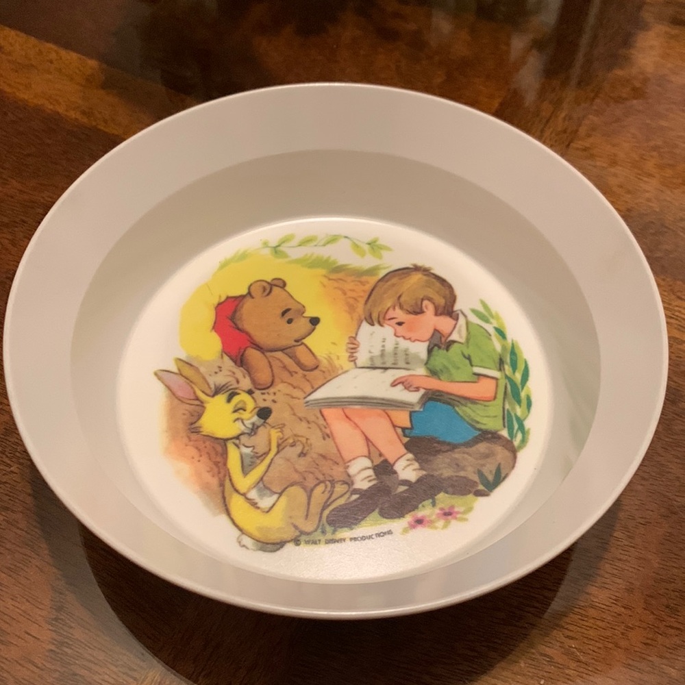 Winnie the Pooh Christopher Robin Rabbit Story Scene Kid Cereal Bowl vintage 90s